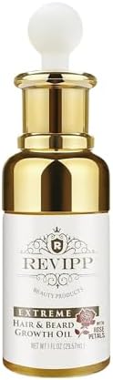 REVIPP Hair & Beard Oil with Rose Petals | 100% Natural Formula | Stops Itching, Dandruff, Minimizes Grey Hair | Optimal Growth | Nourishing, Softening, Strengthening | Peppermint Scent, 1 oz