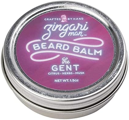 Zingari Man The Gent Beard Balm – Softening and Conditioning Styling Product – Natural Beeswax, Shea Butter and Fruit Oils Tame and Nourish Beard and Moustache Hair, 1.5 oz