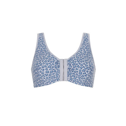 Amoena Frances Soft Bra Front Closure Blue Leo front clasp