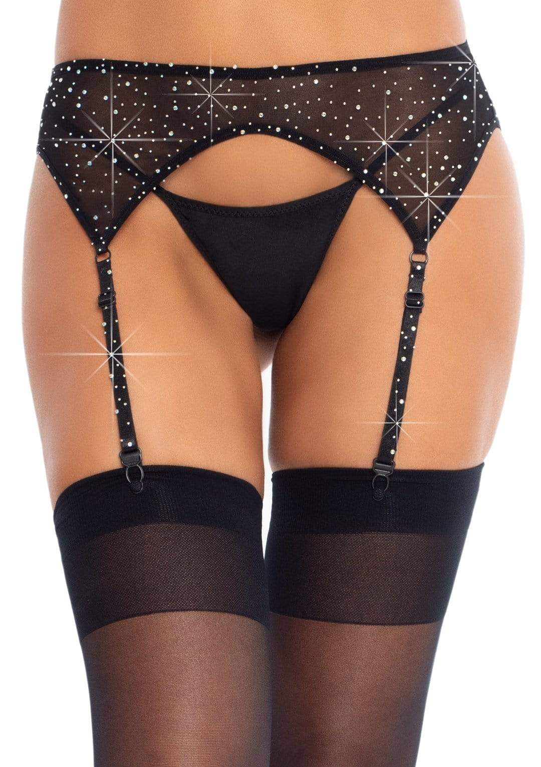 Rhinestone Garter Belt Black