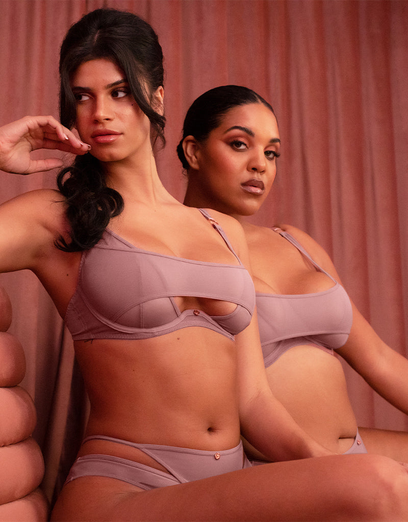 Scantilly Peep Show Deep Plunge Bra Dusty Rose