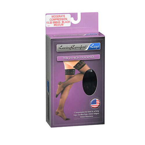 Scott Specialties, Scott Specialties Stockings Thigh-High, 10-20 LAC BLACK, KPP X-LARGE 1 each