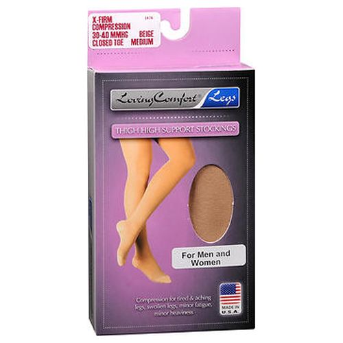 Scott Specialties, Loving Comfort Thigh High Support Stockings X-Firm Medium Beige Closed Toe, 1 Each