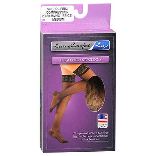 Scott Specialties, Loving Comfort Thigh High Stockings Sheer Firm 1653 Beige Medium, 1 Each