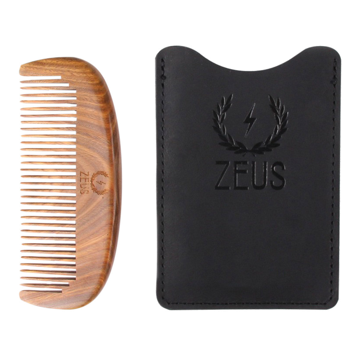 Zeus Zeus Organic Sandalwood Beard Comb with Leather Sheath 5 inches Comb  #10078328