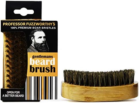Professor Fuzzworthy's DELUXE Beard Brush 100% Boar Bristle | Mens Best Easy Beard Grooming Tool for a Fluffy Soft Beard - Promotes Beard Growth - Natural Bamboo Wood Handle