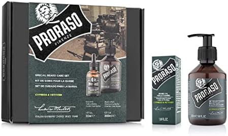 Proraso Beard Care Kit for Men | Beard Wash & Beard Oil Tame, Cleanse & Detangle Full, Thick and Coarse Beards | Cypress and Vetyver