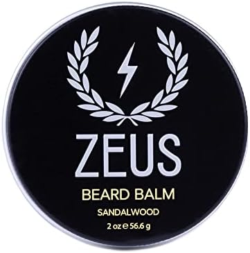 ZEUS Beard Balm, Natural Beeswax & Shea Butter Balm, Softening Conditioner for Facial Hair – MADE IN USA (Sandalwood) 2 oz.