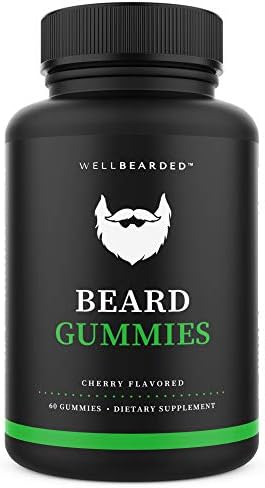 Well Bearded Beard Gummies - Natural Hair Growth Vitamins for Men - Scientifically Formulated for Fuller, Longer, Thicker Beards & Mustache - 5000mcg Biotin - Beard Gummy Supplement - Mens Beard Care