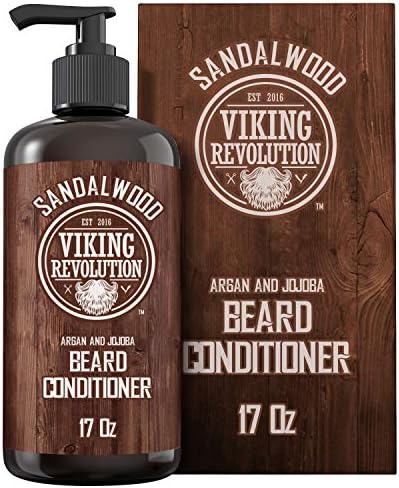 Viking Revolution Beard Conditioner w/Argan & Jojoba Oils - Softens & Strengthens - Sandalwood Scent - Beard Conditioner w/Beard Oil (17oz Conditioner)