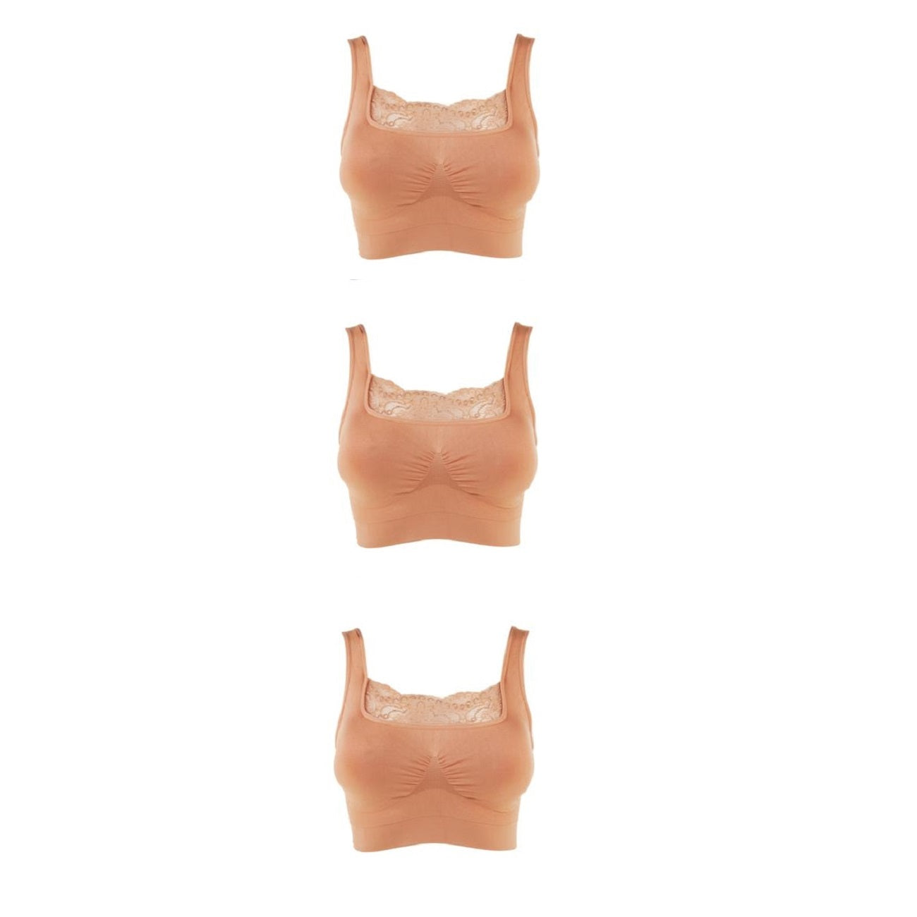 Rhonda Shear 3-pack Ahh Bra with Lace Inset and Removable Pads