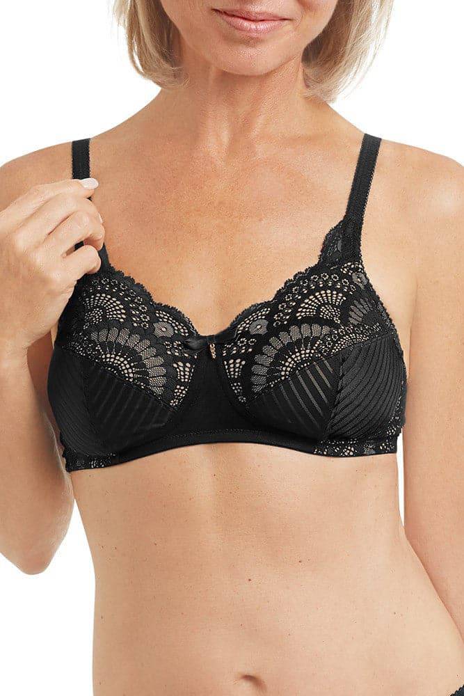 Amoena Karolina Wire-Free Bra - Black/Nude