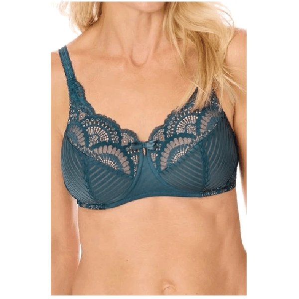 Amoena Karolina Wire Free Padded Bra - Dark Teal/Sand