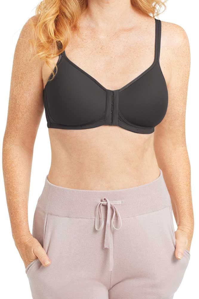 Amoena Mara Wire-Free Front-Closure Padded Bra - Dark Grey Size: 36 A