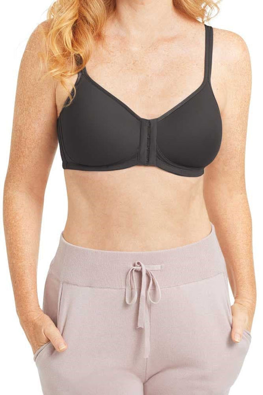 Amoena Mara Wire-Free Front-Closure Padded Bra - Dark Grey Size: 36 A