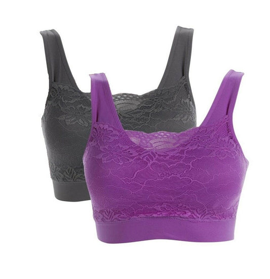 Rhonda Shear 2 Pack Lace Overlay Bra 