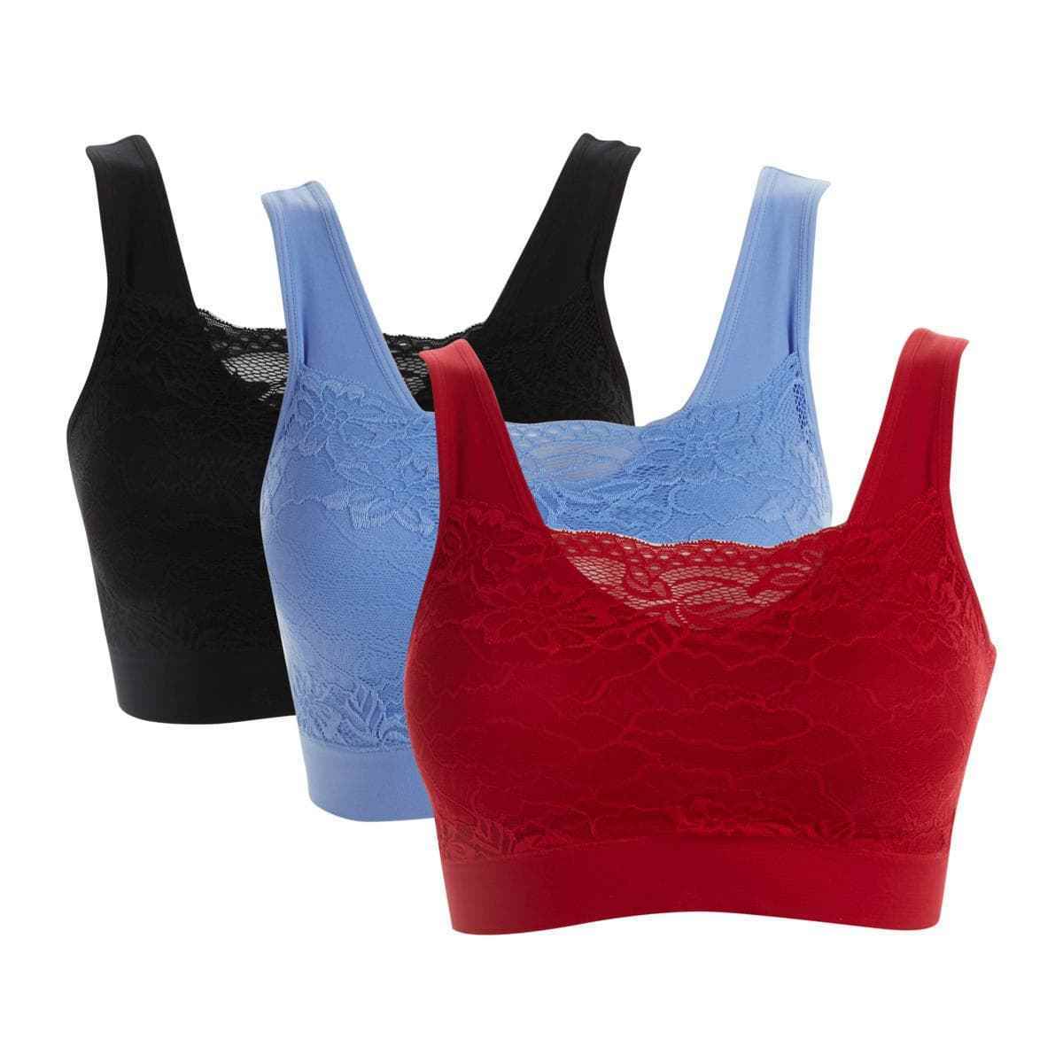 Rhonda Shear 3 Pack Seamless Lace Overlay Bra
